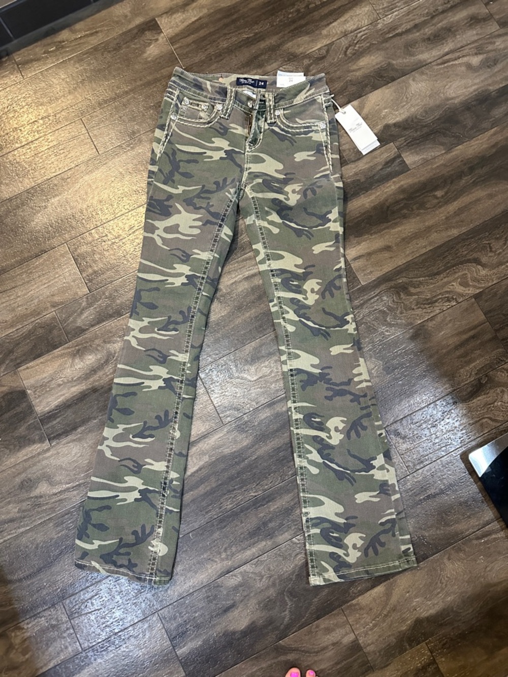 Miss Me Camouflage Boot Cut Jeans - Green/Brown